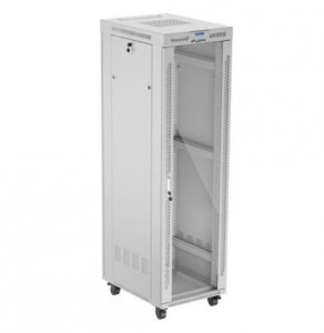 Lanberg Szafa stojąca rack 19 cali 42U 600x800 szara drzwi szklane flack pack