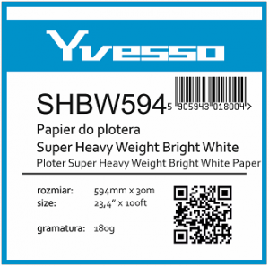 Papier w roli do plotera Yvesso Super Heavyweight Brightwhite 594X30m 180g SHBW594/180