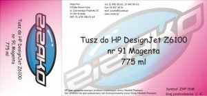 Tusz zamiennik Yvesso nr 91 do HP Designjet Z6100 775 ml Magenta C9468A