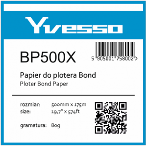 Papier w roli do ksero Yvesso Bond 500x175m 80g BP500X