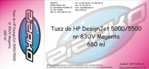 Tusz zamiennik Yvesso nr 83 UV do HP Designjet 5000/5500 680 ml Magenta C4942A