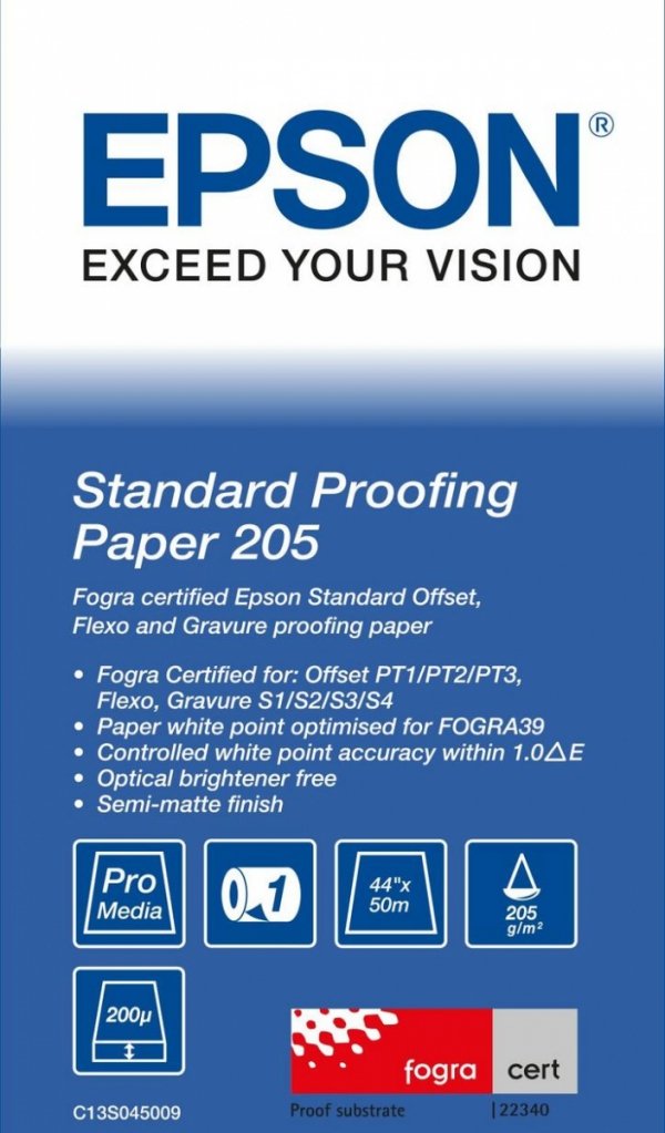 Epson Papier Standard Proofing Paper, 44&quot; x 50m, 205g/m2 C13S045009