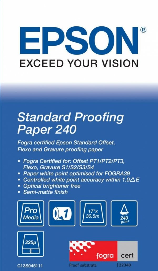 Epson Papier Standard Proofing Paper, 17&quot; x 30,5 m 240g/m2 C13S045111