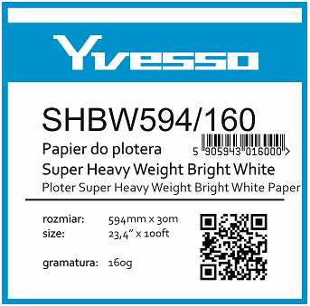 Papier w roli do plotera Yvesso Super Heavyweight Brightwhite 594X30m 160g SHBW594/160