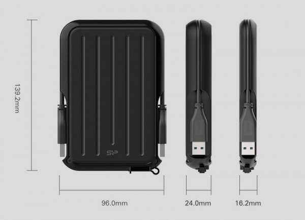 Dysk zewnętrzny HDD Silicon Power Armor A66 (4TB; 2,5&quot;; USB 3.2; Blue; SP040TBPHD66LS3B)