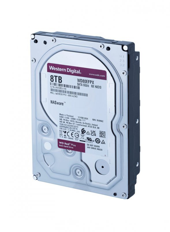 Dysk HDD WD Red Plus WD80EFPX (8 TB ; 3.5&quot;; 256 MB; 5640 obr/min)