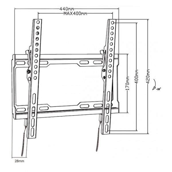 MACLEAN UCHWYT DO TV MAX VESA 400X400, 32-70&quot;, 45KG, REG. ODCHYLENIA +0°~-10°, MC-412