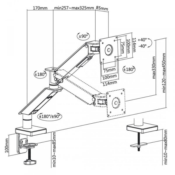 NANORS UCHWYT GAMINGOWY DO MONITORA 17-35&quot; RS162