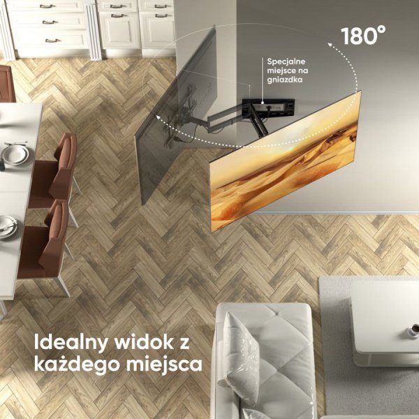 ONKRON M7L-B Uchwyt ścienny obrotowo-pochylny do ekranu 40"-75" maks 68 kg czarny
