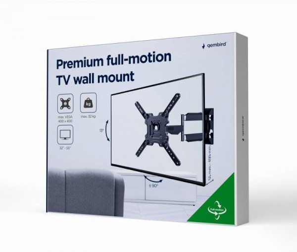 GEMIRD UCHWYT ŚCIENNY REGULOWANY LCD 32&quot;-55&quot; VESA MAX 400 X 400MM, DO 32KG