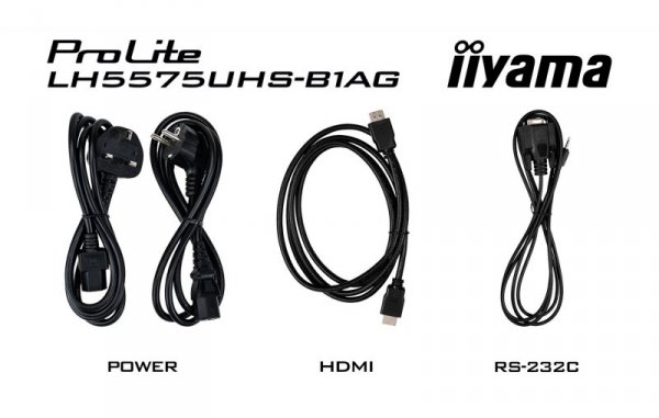 iiyama LH5575UHS-B1AG signage display Płaski panel Digital Signage 138,7 cm (54.6&quot;) LCD Wi-Fi 500 cd/m2 4K Ultra HD Czarny 