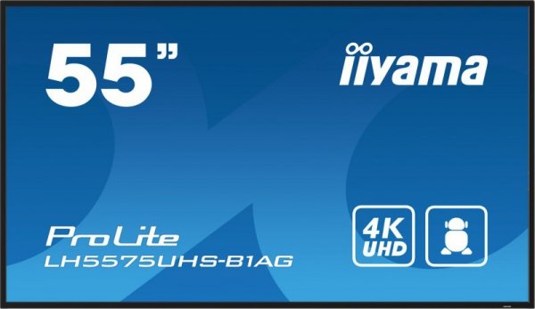 iiyama LH5575UHS-B1AG signage display Płaski panel Digital Signage 138,7 cm (54.6&quot;) LCD Wi-Fi 500 cd/m2 4K Ultra HD Czarny 