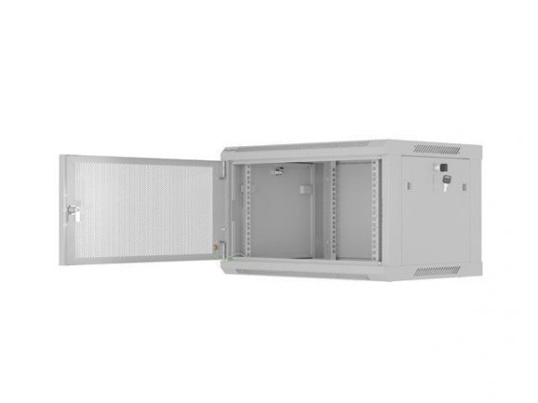 Lanberg Szafa instalacyjna rack wisząca 19 cali 6U 600x450 drzwi perforowane (flat pack) szara