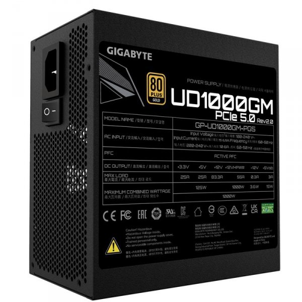 Gigabyte Zasilacz modularny UD1000GM PG5 V2 1000W 8 US GOLD ATX
