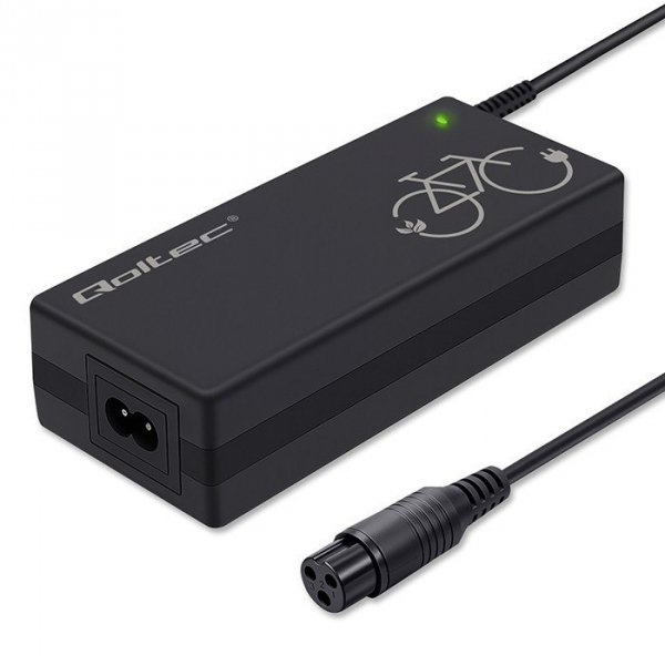 Qoltec Ładowarka do roweru elektrycznego 36V | 42V | 2A | 3P-GX16 + kabel zasilający