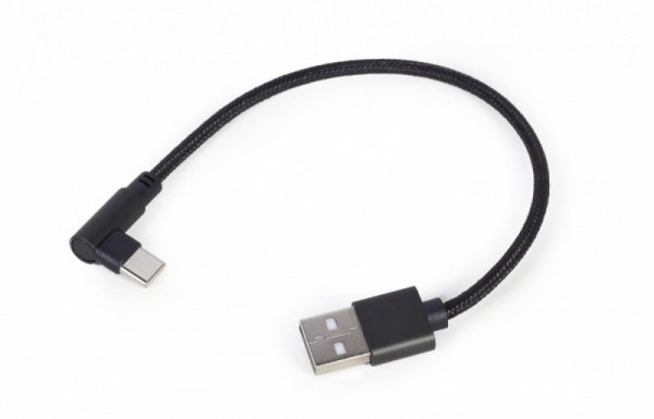 Gembird Kabel USB typu C kątowy w oplocie tekstylnym, 0.2m czarny