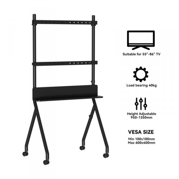 Gembird Stojak podłogowy pod telewizor, 55-86 cali czarny