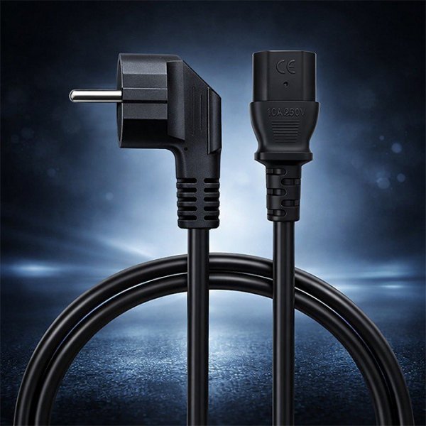 Qoltec Kabel zasilający | wtyczka kątowa SCHUKO CEE 7/7 (E/F) |  IEC C133x0.5mm2 | czysta miedź Cu | 1.8m