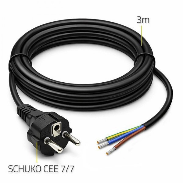 Qoltec Kabel zasilający SCHUKO CEE 7/7 (E/F) | miedź Cu | odizolowany lutowany | 3x0.75mm2 | 3m