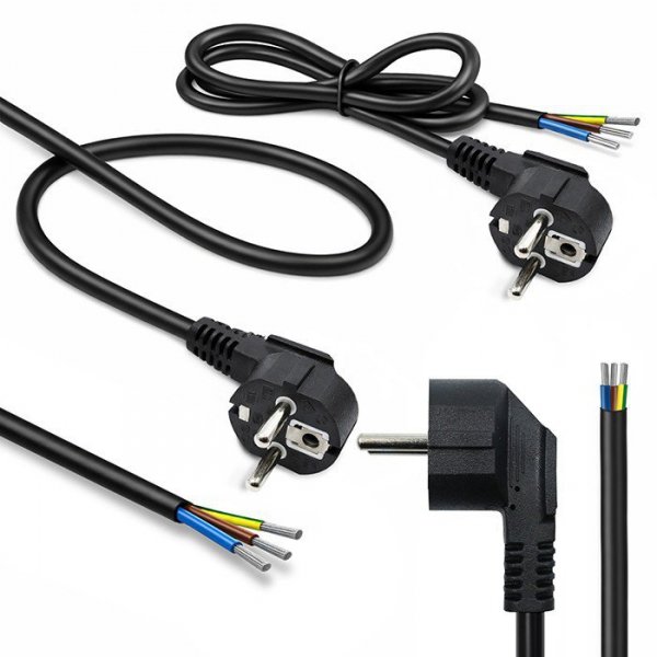 Qoltec Kabel zasilający | wtyczka kątowa SCHUKO CEE 7/7 (E/F) | miedź Cu| odizolowany lutowany | 3x0.75mm2 | 1.5m