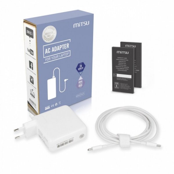 Mitsu Zasilacz ładowarka do laptopa 100W USB-C 5V-9V-12V-15V/3A, 20V/5A PD