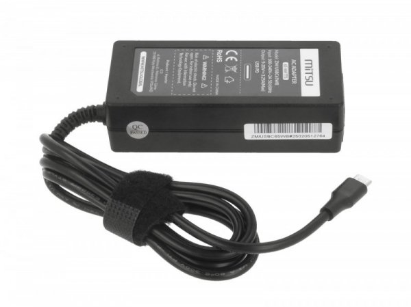 Mitsu Zasilacz ładowarka do laptopa 65W USB-C 5V-9V-12V-15V-20V/3A, 20V/3.25A PD