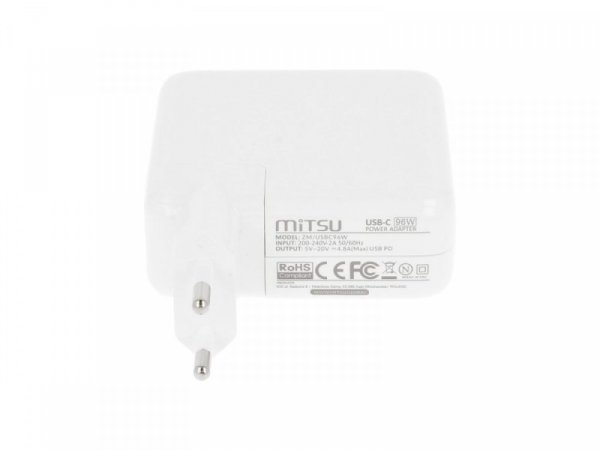 Mitsu Zasilacz ładowarka do laptopa 96W USB-C 5V-9V-12V-15V/3A, 20V/4.8A PD
