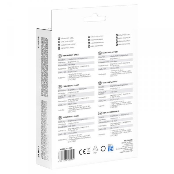 Savio Kabel DisplayPort 2.1 1m CL-209