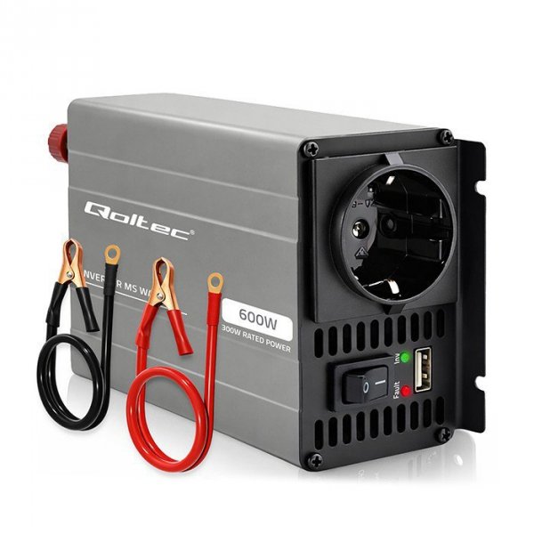 Qoltec Przetwornica napięcia MS Wave | 12V na 230V | 300/600W