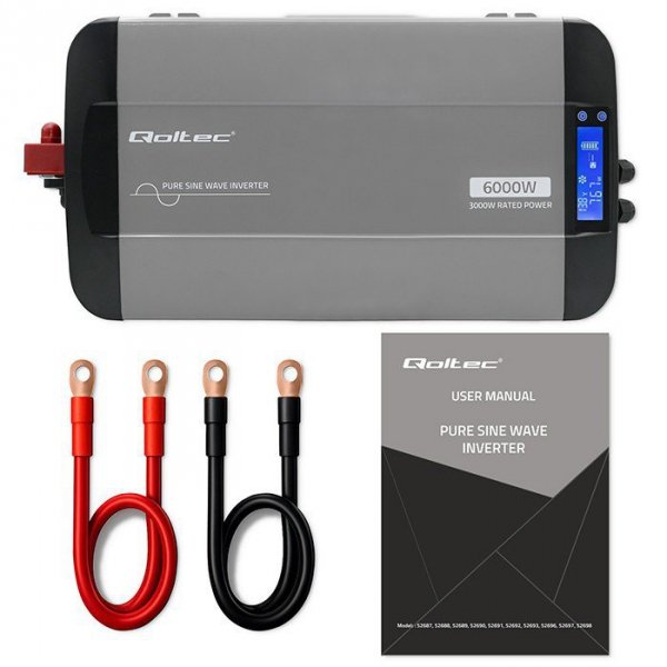 Qoltec Przetwornica napięcia Pure Sine Wave | 12V na 230V | 3000/6000W