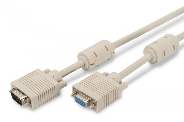 Digitus Kabel przedłużający VGA 1080p 60Hz FHD Typ DSUB15/DSUB15 M/Ż 3m Szary