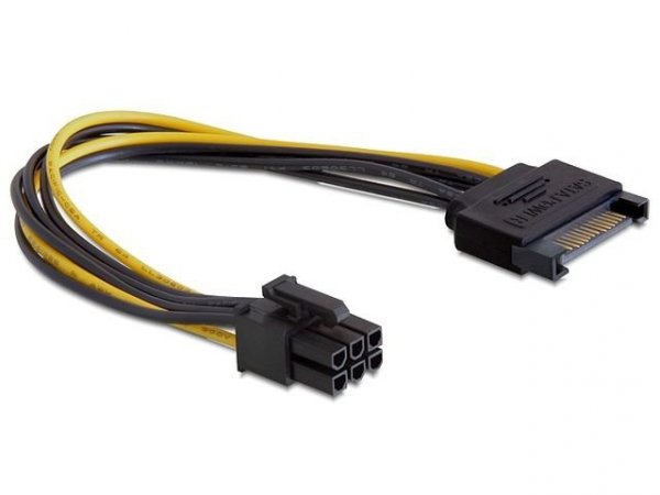 Delock Kabel SATA Power(M) -&gt; PCI Express 6Pin 21cm