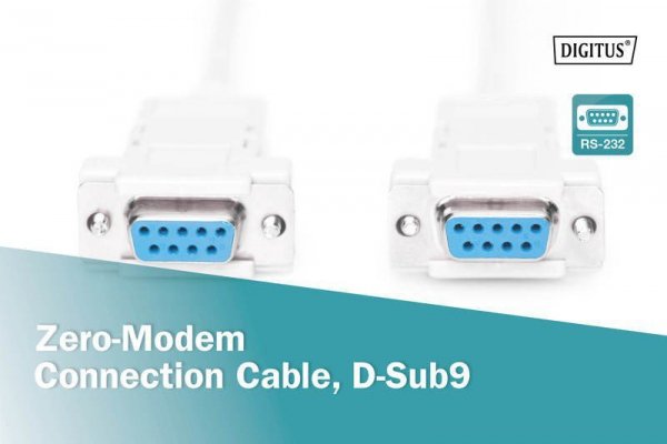 Digitus Kabel połączeniowy RS232 null-modem Typ DSUB9/DSUB9 Ż/Ż 3m Szary