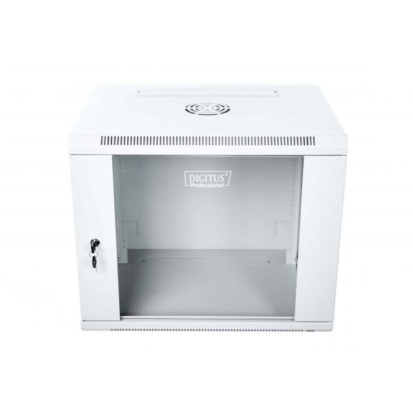Digitus Szafa wisząca jednosekcyjna 19 9U 501/600/450 mm, drzwi szklane, szara (RAL 7035), zmontowana