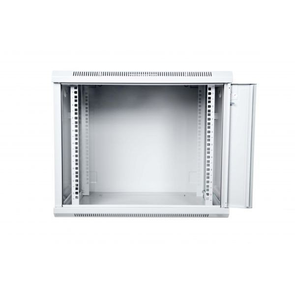 Digitus Szafa wisząca jednosekcyjna 19 9U 501/600/450 mm, drzwi szklane, szara (RAL 7035), zmontowana