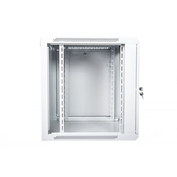 Digitus Szafa wisząca jednosekcyjna 19 12U 635/600/600mm, drzwi szklane, szara (RAL 7035), zmontowana