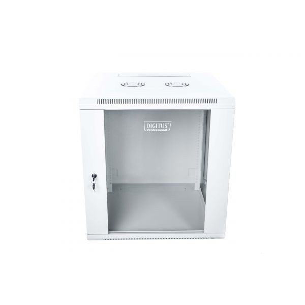 Digitus Szafa wisząca jednosekcyjna 19 12U 635/600/600mm, drzwi szklane, szara (RAL 7035), zmontowana