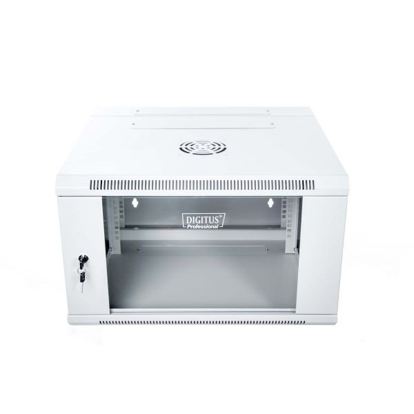 Digitus Szafa wisząca dwusekcyjna 19 6U 368/600/550mm, drzwi szklane, szara (RAL7035), zmontowana