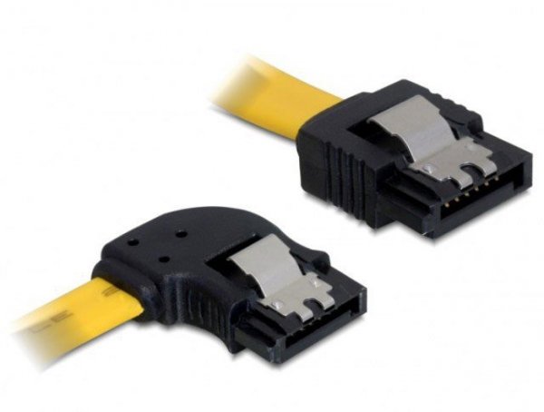 Delock Kabel SATA II 3Gb/s 50cm kątowy lewo/prosto (metalowe zatrzaski) żółty