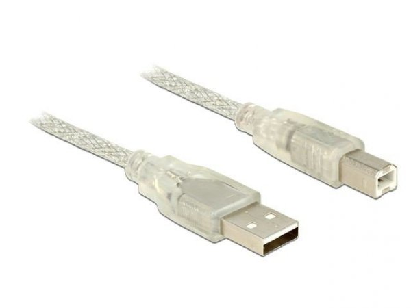Delock Kabel USB 2.0 AM-BM 5m + Ferryt Przezroczysty