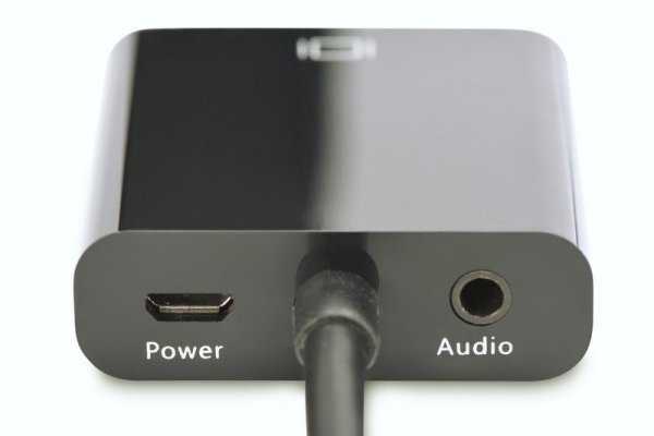 Digitus Konwerter/adapter audio-video microHDMI Typ D do VGA, 1080p FHD, z audio 3.5mm MiniJack
