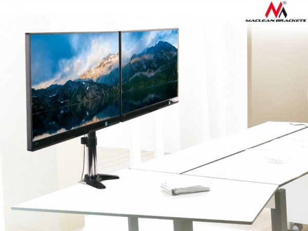 Maclean Uchwyt biurkowy do dwóch monitorów LCD MC-714 13-27&quot; 8kg aluminiowy