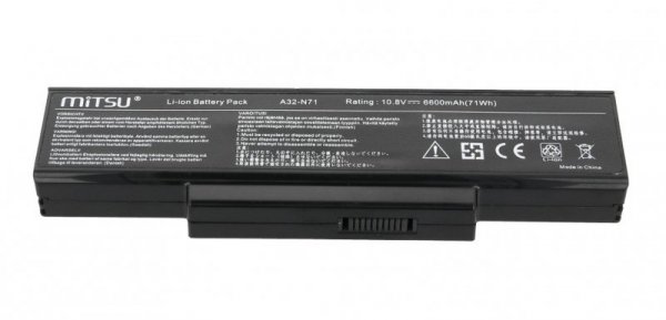 Mitsu Bateria do Asus K72, K73, N73, X77  6600 mAh (71 Wh) 10.8 - 11.1 Volt