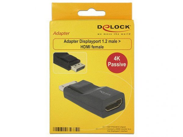 Delock Adapter Displayport 1.2 (M) -&gt; HDMI(F) 4K czarny