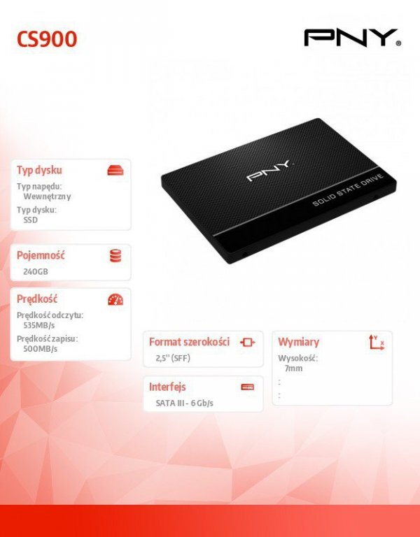 PNY SSD 240GB 2,5 SATA3 SSD7CS900 535/500MB/s