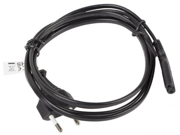 Lanberg Kabel zasilający EURO (radiowy) CEE 7/16 - IEC 320 C7 1.8M VDE   czarny