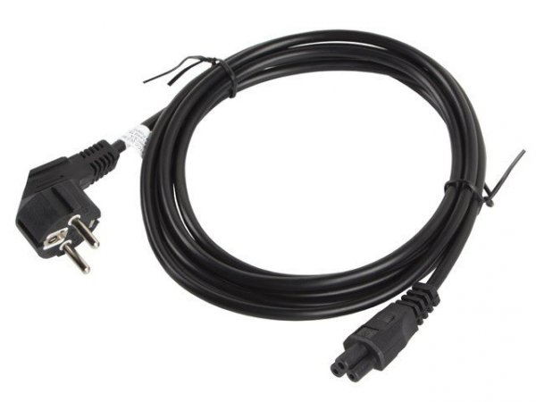 Lanberg Kabel zasilający Laptop (MIKI) IEC 7/7 - IEC 320 C5 3M VDE czarny