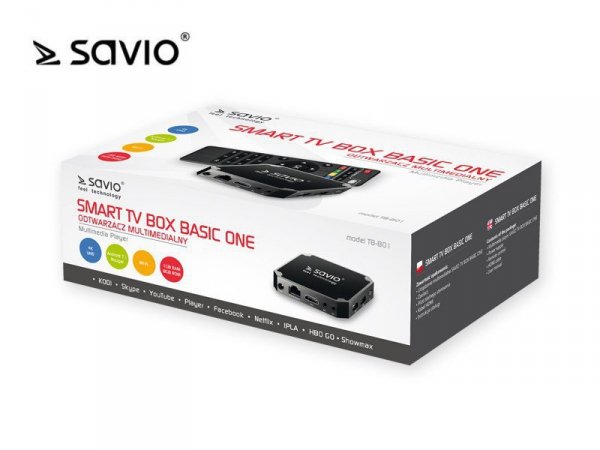 Elmak Odtwarzacz multimedialny SAVIO TB-B01 Smart TV Box Basic