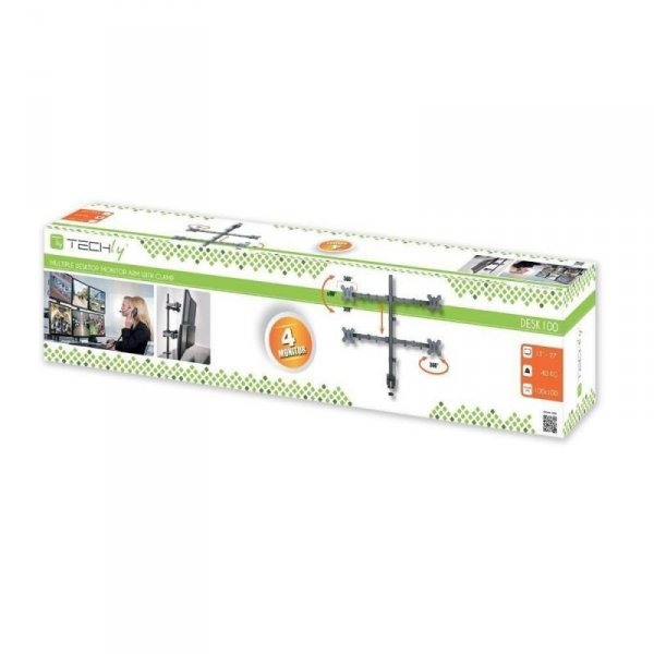 Techly Uchwyt nabiurkowy na 4 monitory 13-27cali 4x10kg, czarny