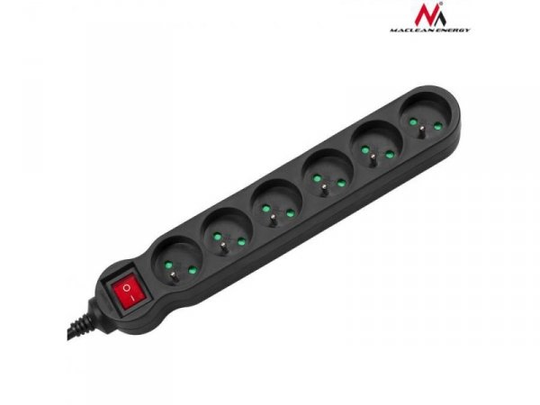 Maclean Listwa zasilająca MCE188 6 gniazd 2300W 5m czarna